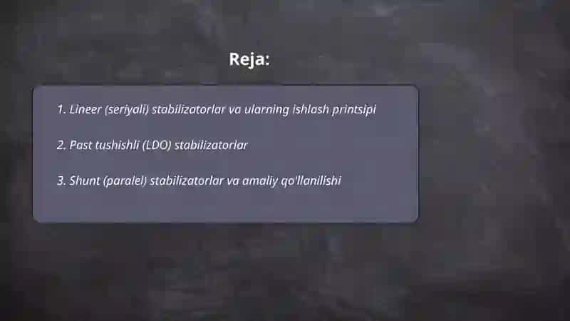 Lineer (seriyali) stabilizatorlar va ularning ishlash printsipi 2