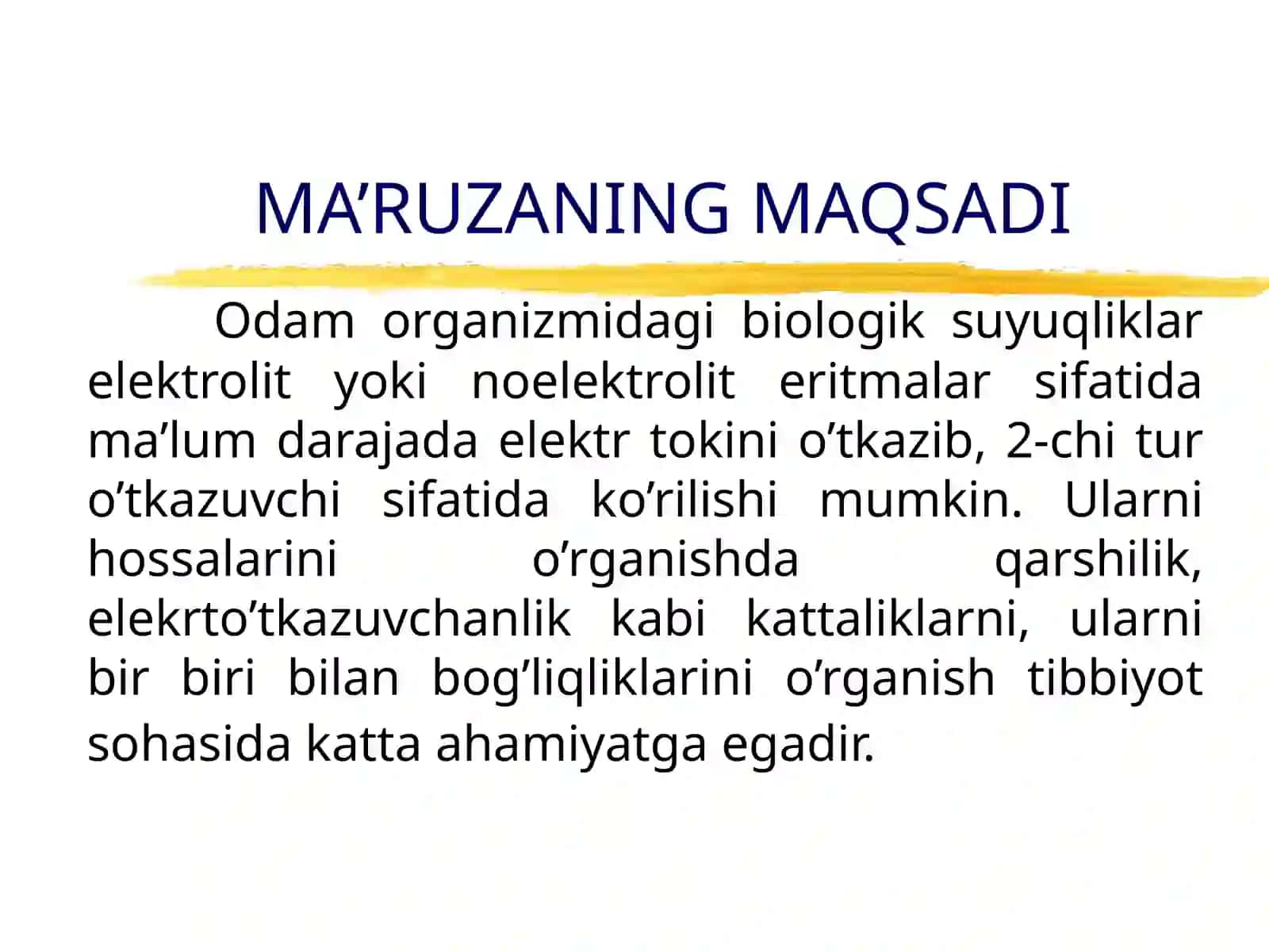 ELEKTROKIMYO ASOSLARI. ELEKTROLITLAR ERITMALARIDA ELEKTR O’TKAZUVCHANLIK 2