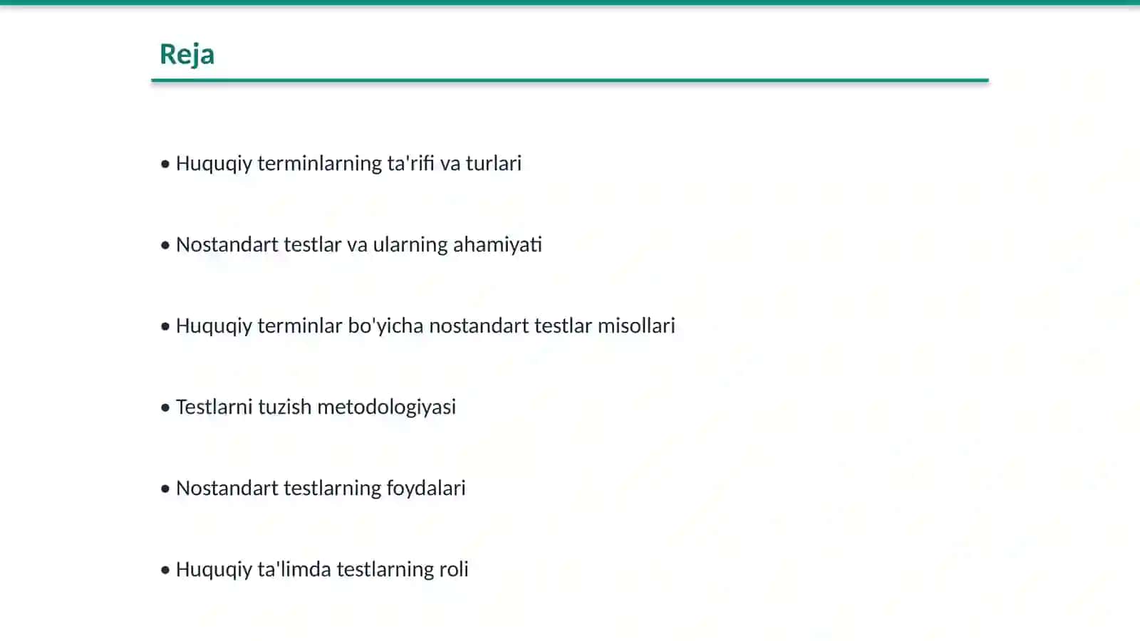 Huquq sohasiga oid terminlar boʻyicha nostandart testlar tuzish 2