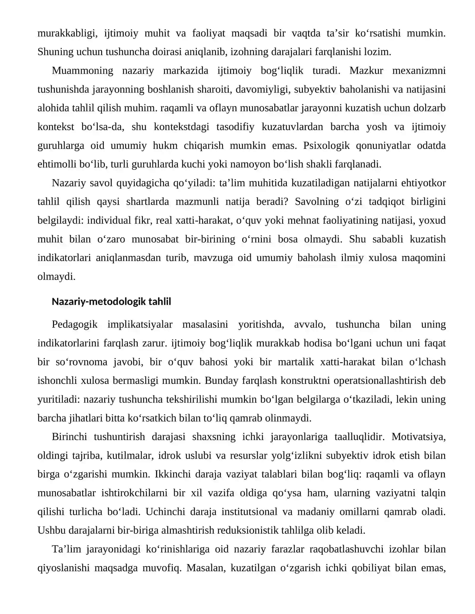 YOLG‘IZLIKNI SUBYEKTIV IDROK ETISHNING TA’LIM JARAYONIDAGI KO'RINISHLARI 2