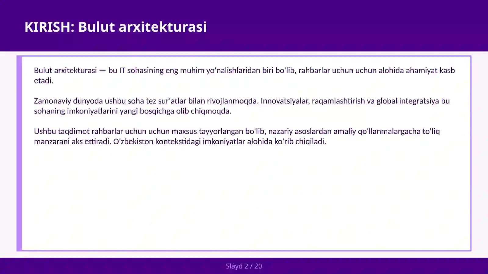 BULUT ARXITEKTURASI 2