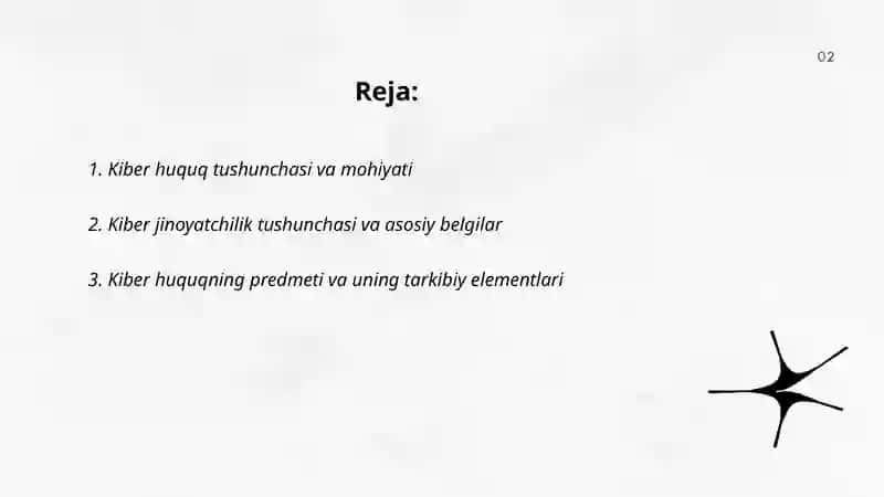 Kiber huquq va Kiberjinoyatchilik tushunchasi va predmeti 2