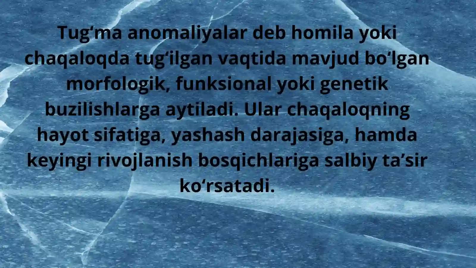 Tugʻma anomaliyalar. Chala tugʻilgan chaqaloqlardagi buzilishlar 2