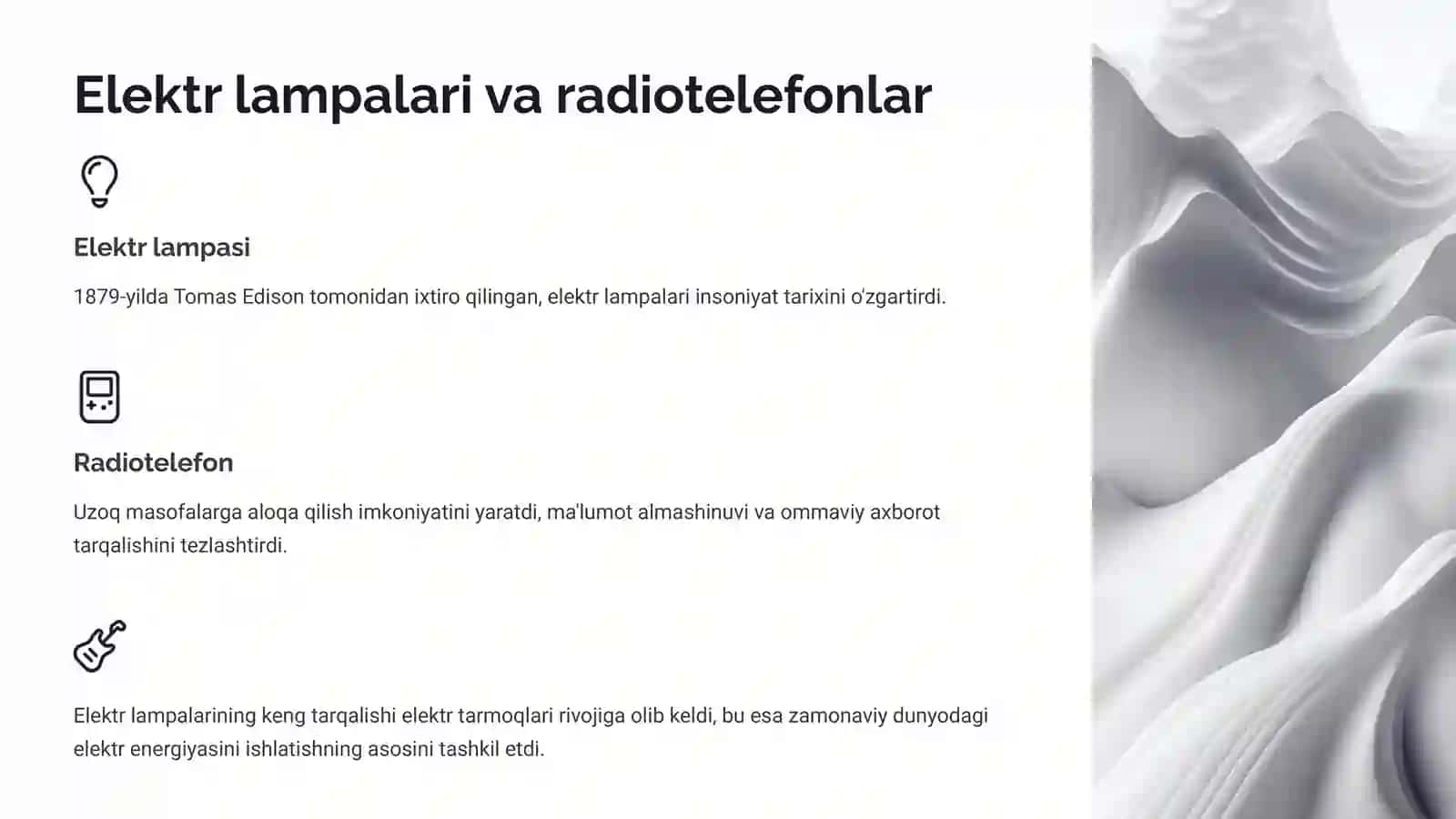 Elektr lampalari va radiotelefonlar 2
