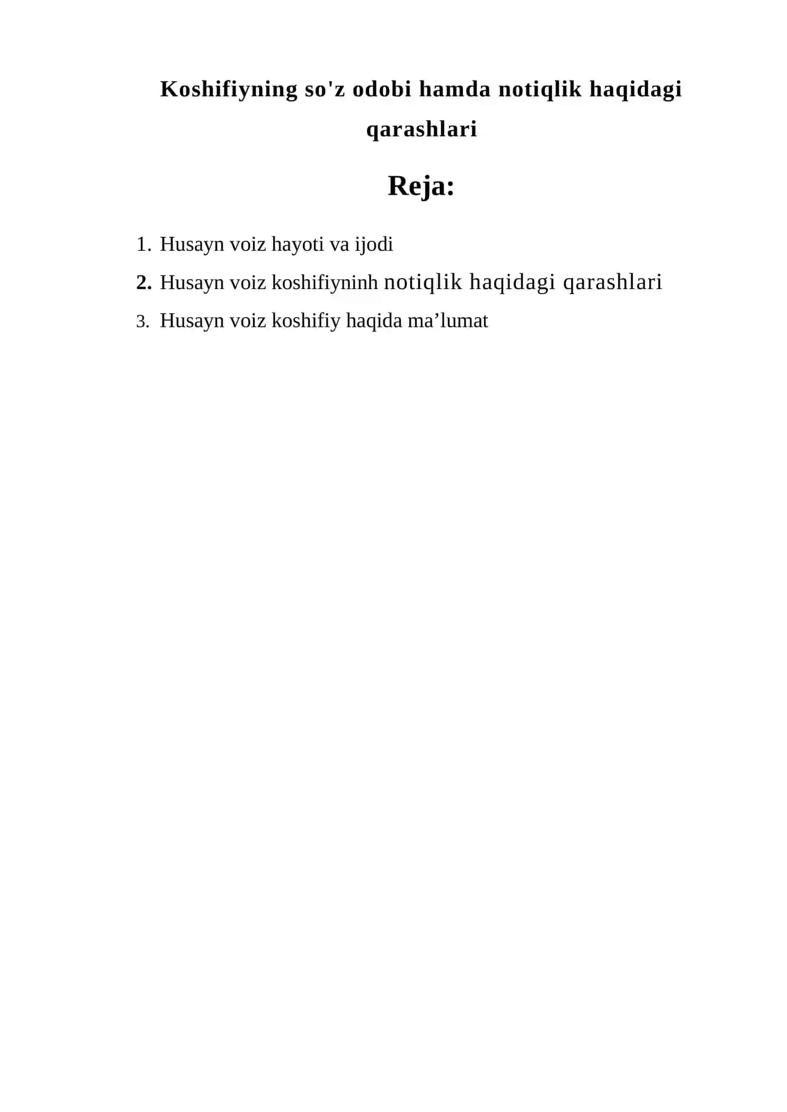 Husayn Voiz Koshifiyning Koshifiyning so\'z odobi hamda notiqlik haqidagi qarashlari 2