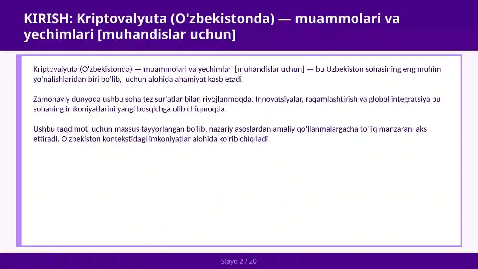 Kriptovalyuta (O'zbekistonda) — muammolari va yechimlari [muhandislar uchun] 2