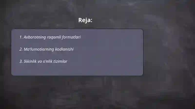 Axborotlarning kompyuterda tasvirlanishi 2