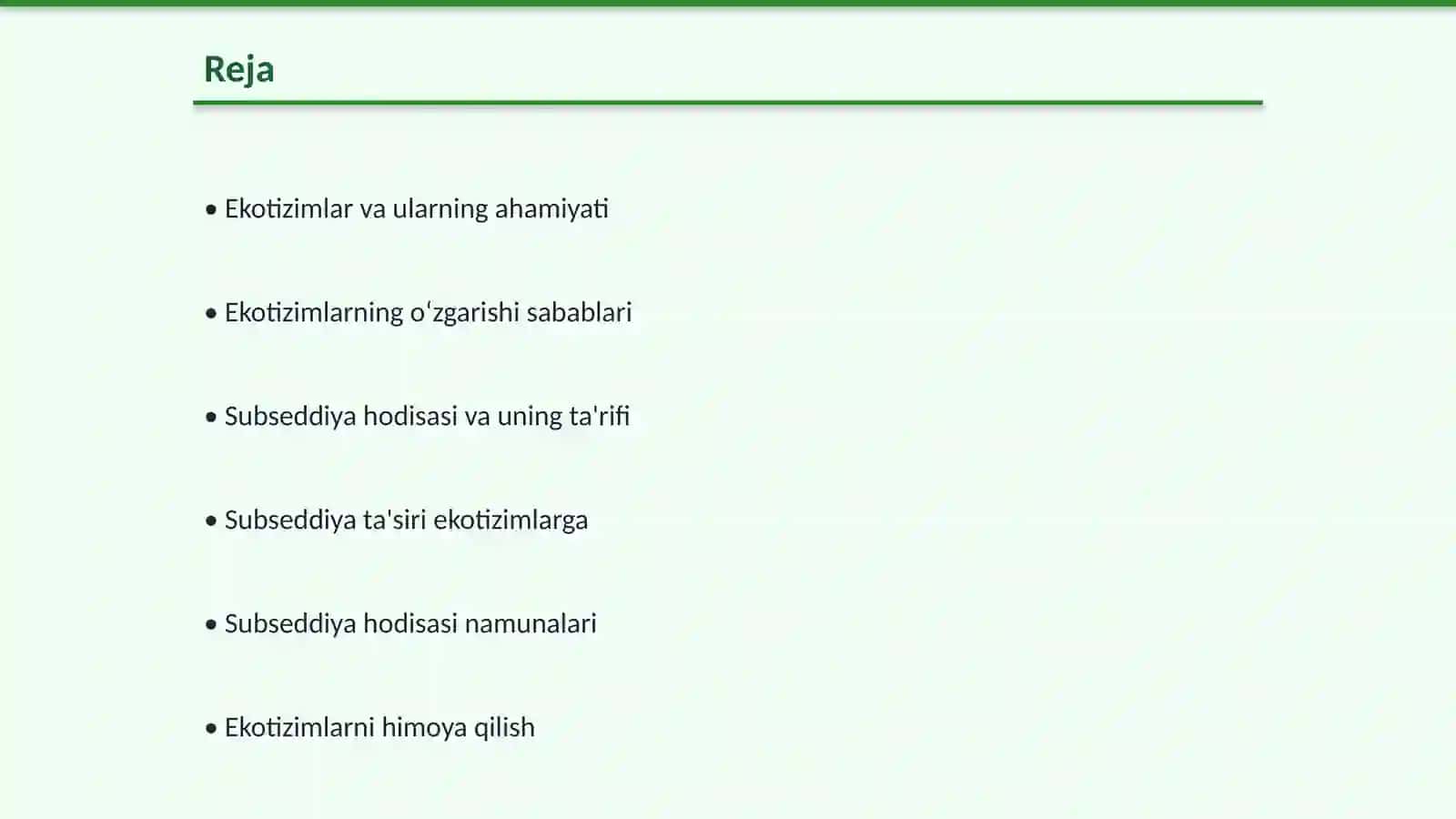 Ekotizimlarni oʻzgarishi. Subseddiya hodisasi 2