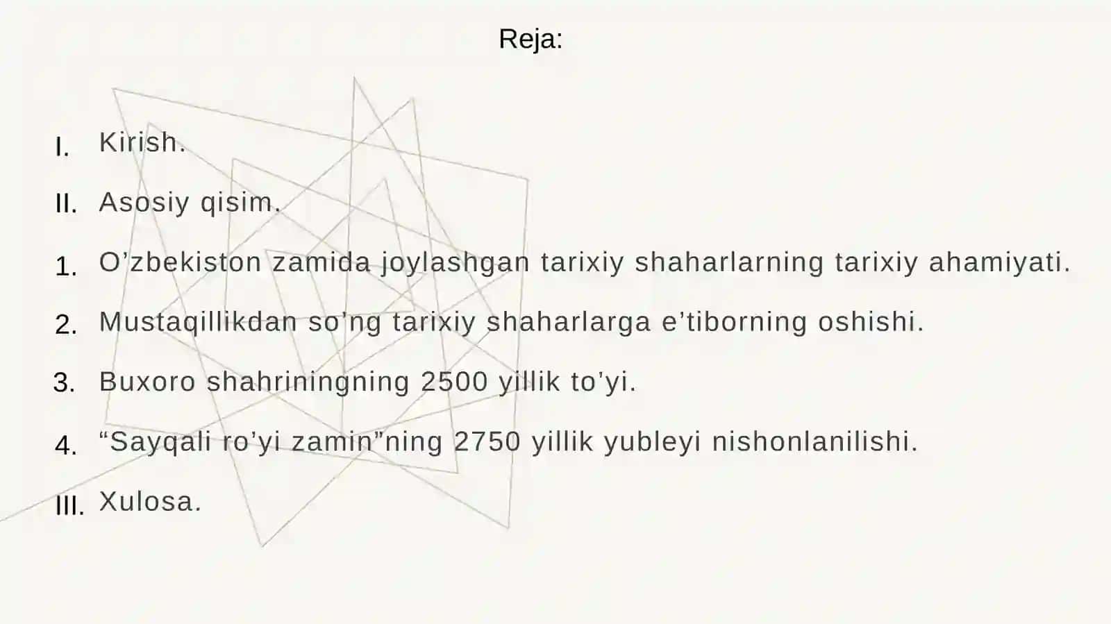 Mustaqillik yillarida o‘zbekiston tarixiy shaharlar yubileylarining keng nishonlanishi. (Buxoro va samarqand shaharlari misolida) 2