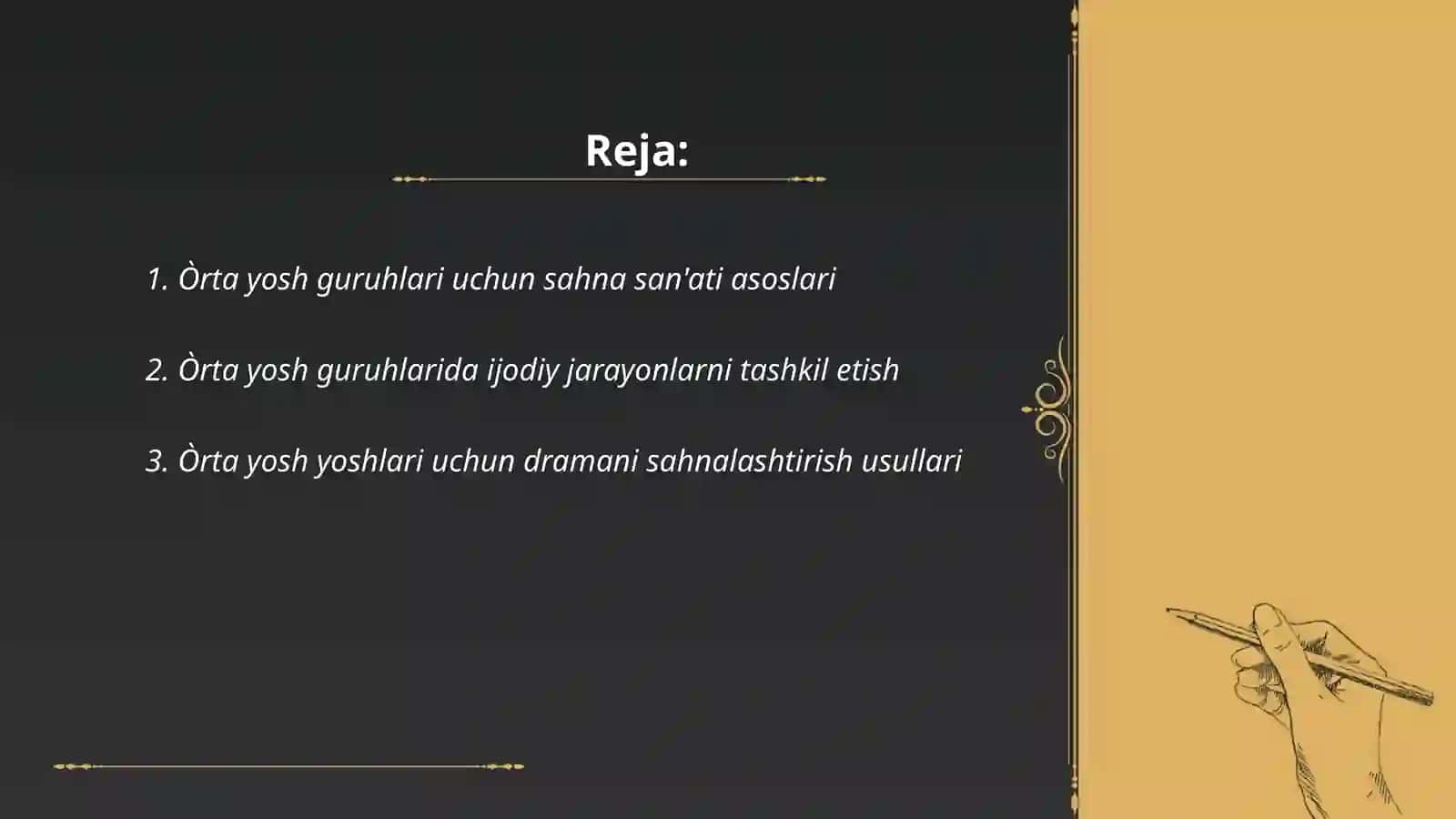 Òrta yosh guruhlari uchun sahna san'ati asoslari 2