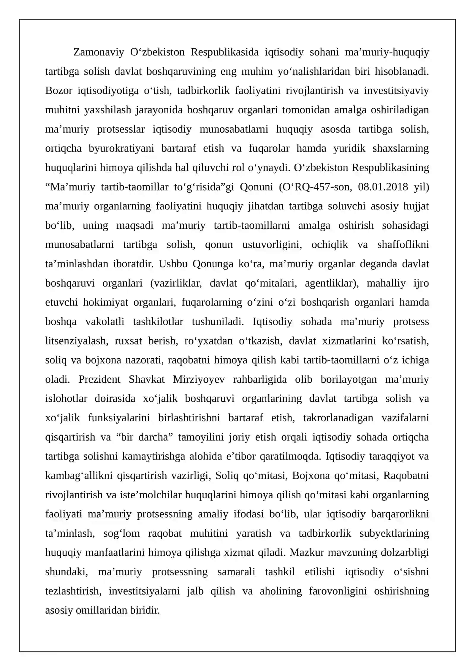 Iqtisodiy sohani ma’muriy-huquqiy tartibga solvuchi boshqaruv organlari faoliyatida ma’muriy protsess 2