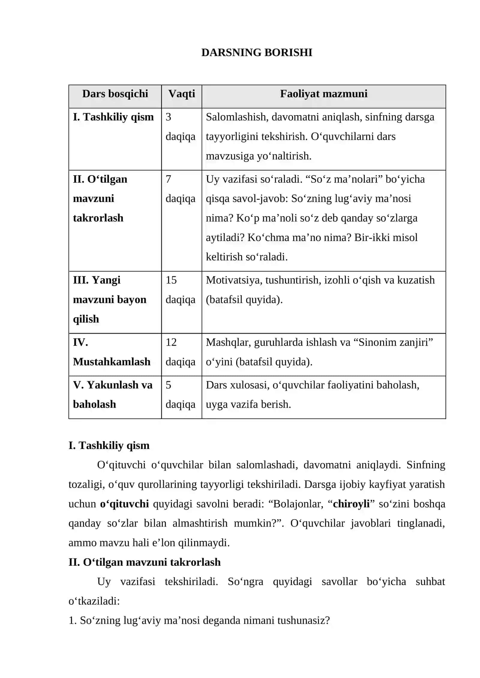 DARS ISHLANMA Ona tili, 2-sinf: Yaqin ma'noli so'zlar (sinonimlar) 2