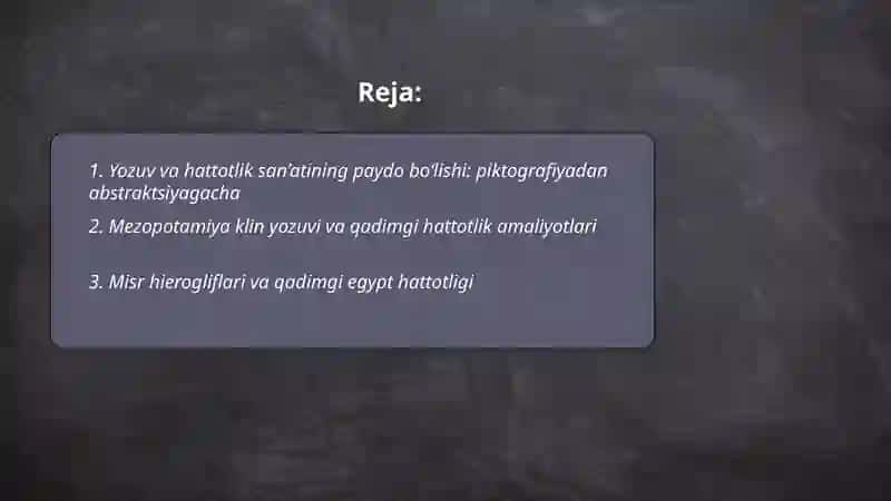 Yozuv va xattotlik san'atining rivojlanish bosqichlari qadimiy yozuvlar va ularning qadimiy yozuvlari 2