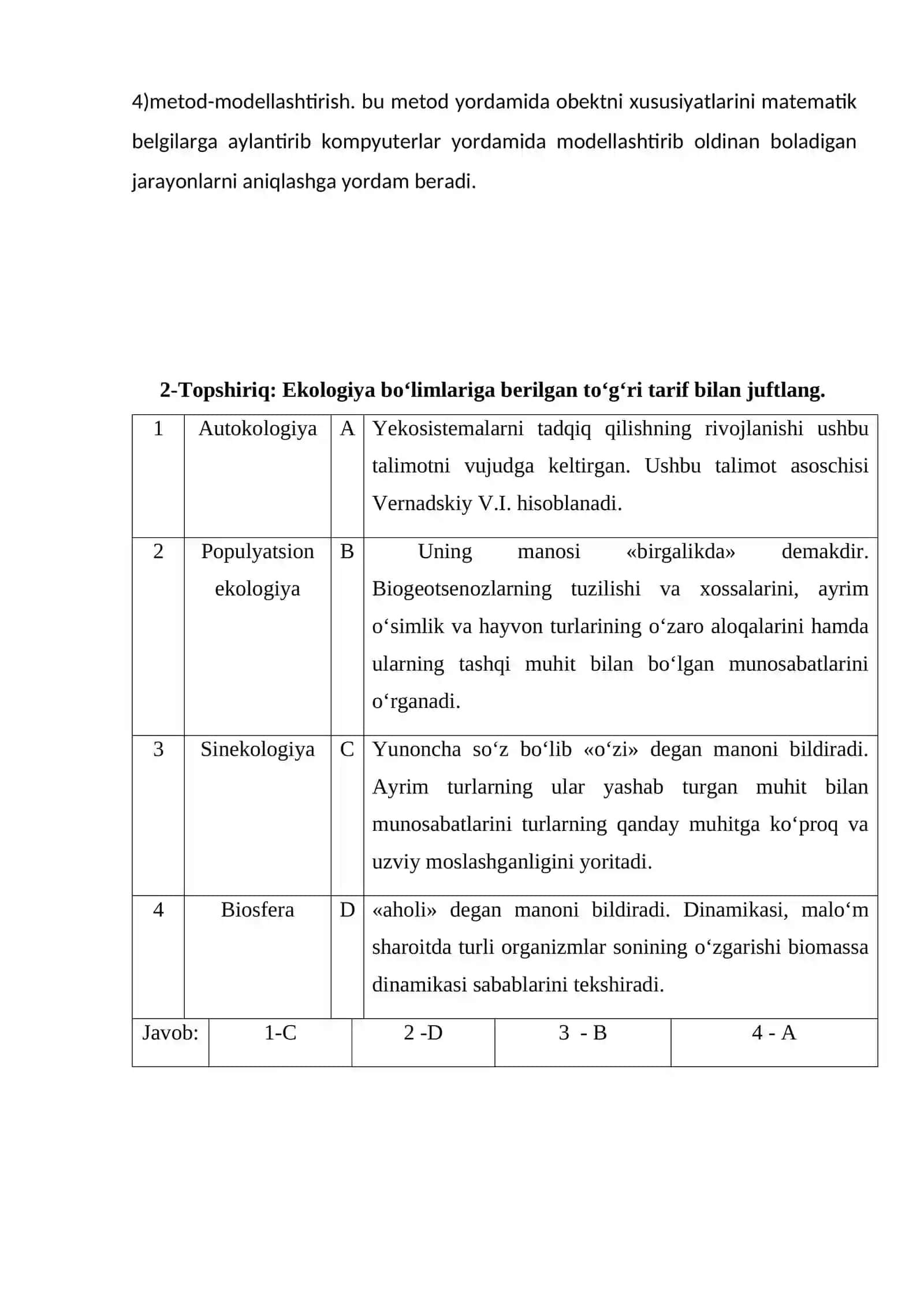 EKOLOGIYA VA ATROF MUHIT MUHOFAZASI FANIDAN MUSTAQIL TA’LIM MASHG‘ULOTLARI 2
