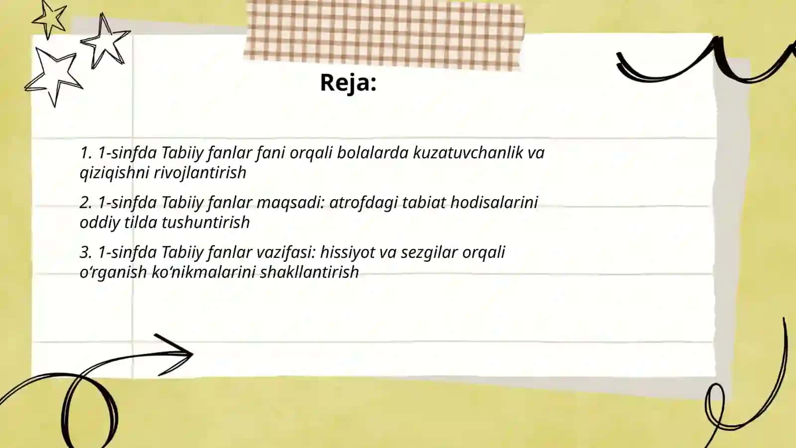 1-sinfda " Tabiiy fanlar " fanining maqsad va vazifalari 2