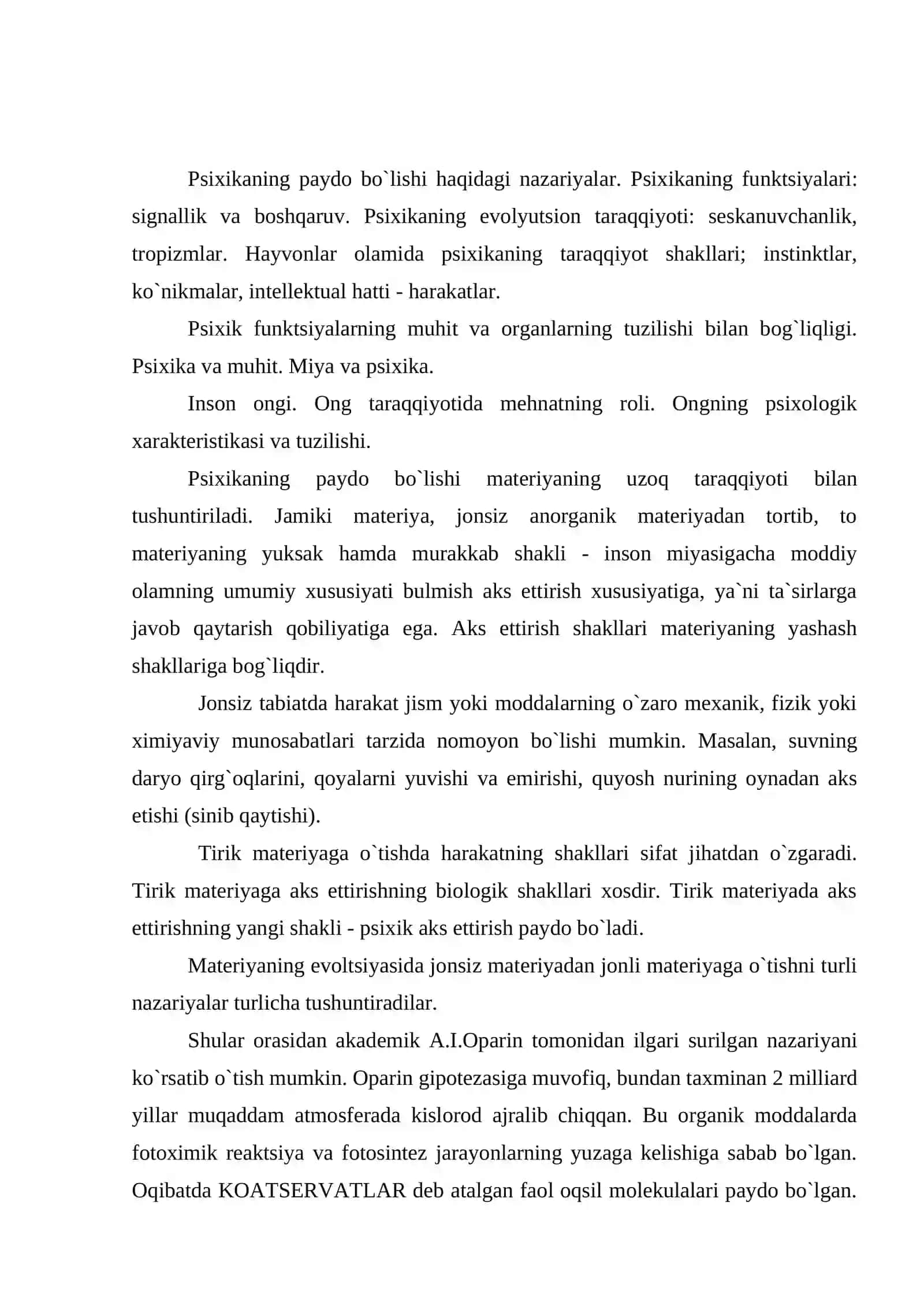 Psixika va ongning evolyutsion taraqqiyoti 2