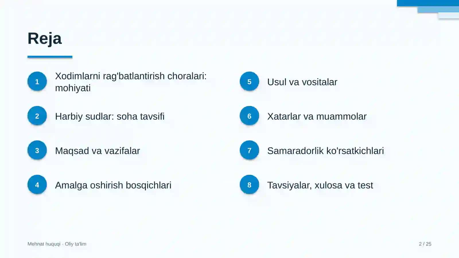 Harbiy sudlarda xodimlarni rag'batlantirish choralari 2