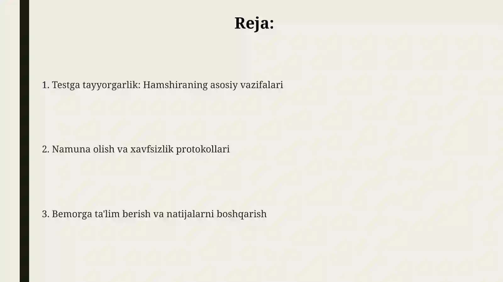 Test turlari va tayyorgarlik ko'rsatmalari 2