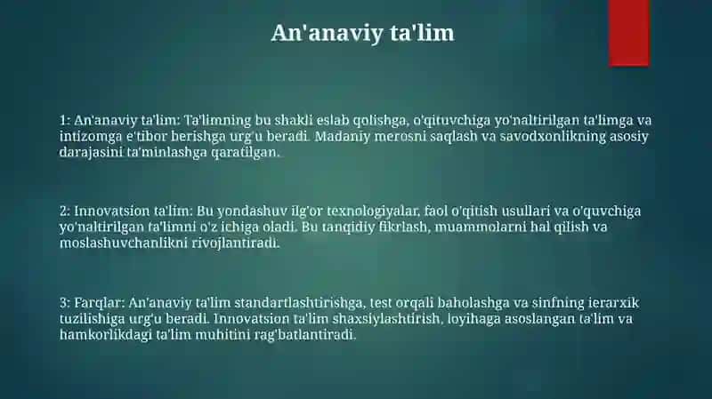 An'anaviy va innovatsion ta'lim 2