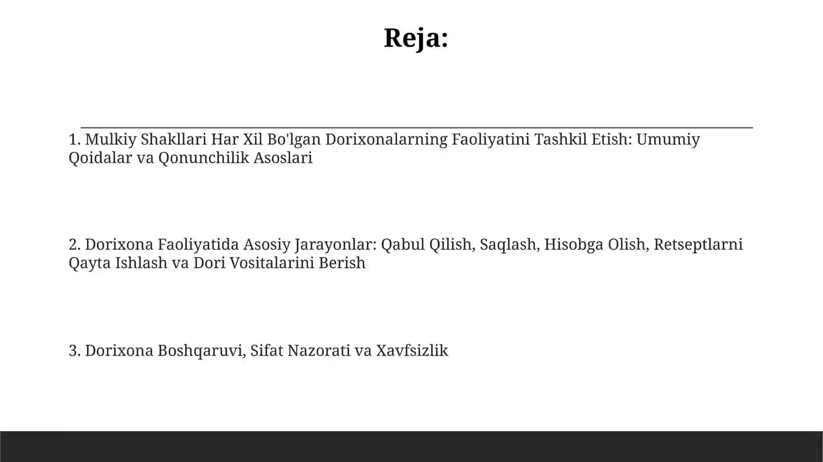 Mulkiy Shakllari Har Xil Bo'lgan Dorixonalarning Faoliyatini Tashkil Etish 2