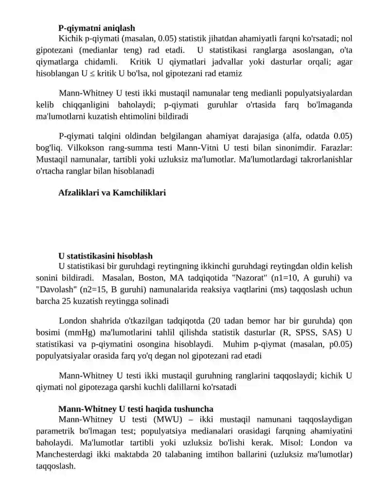 Mann-Whitney U testi 2