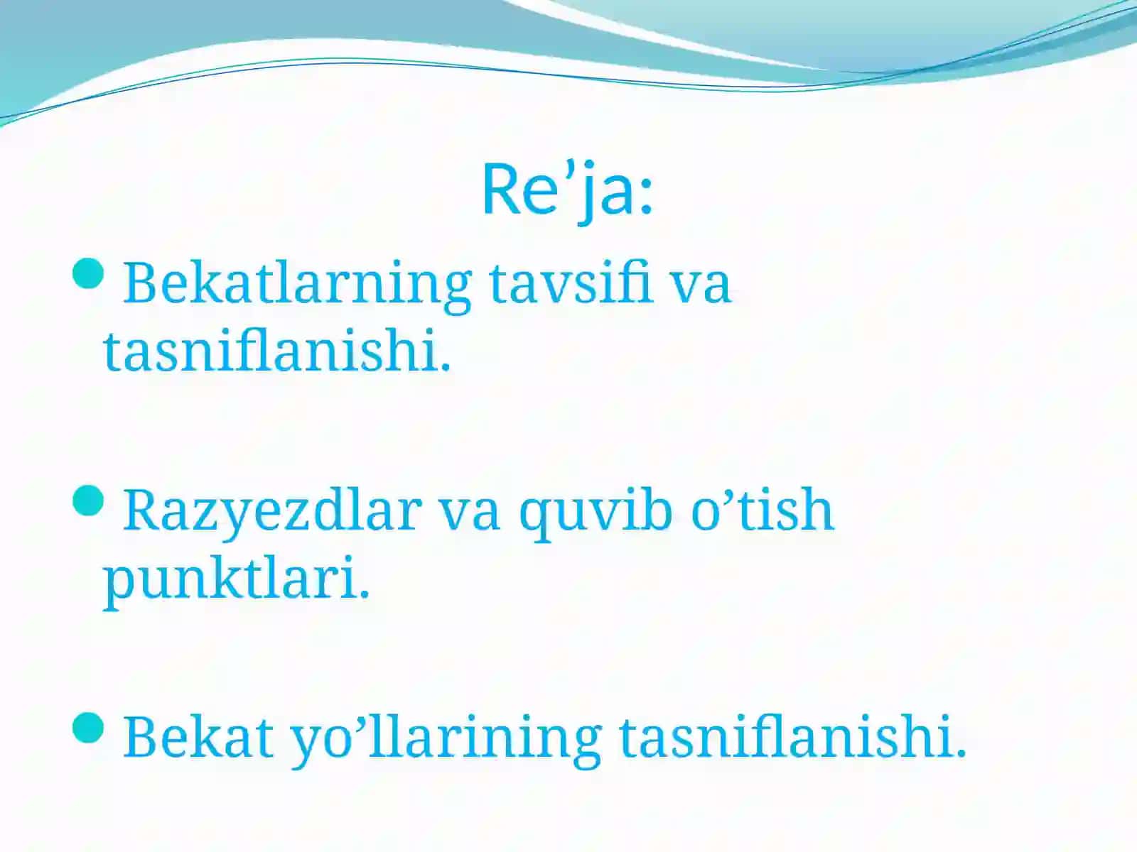 Bekatlar va ularning asosiy qurilmalari 2