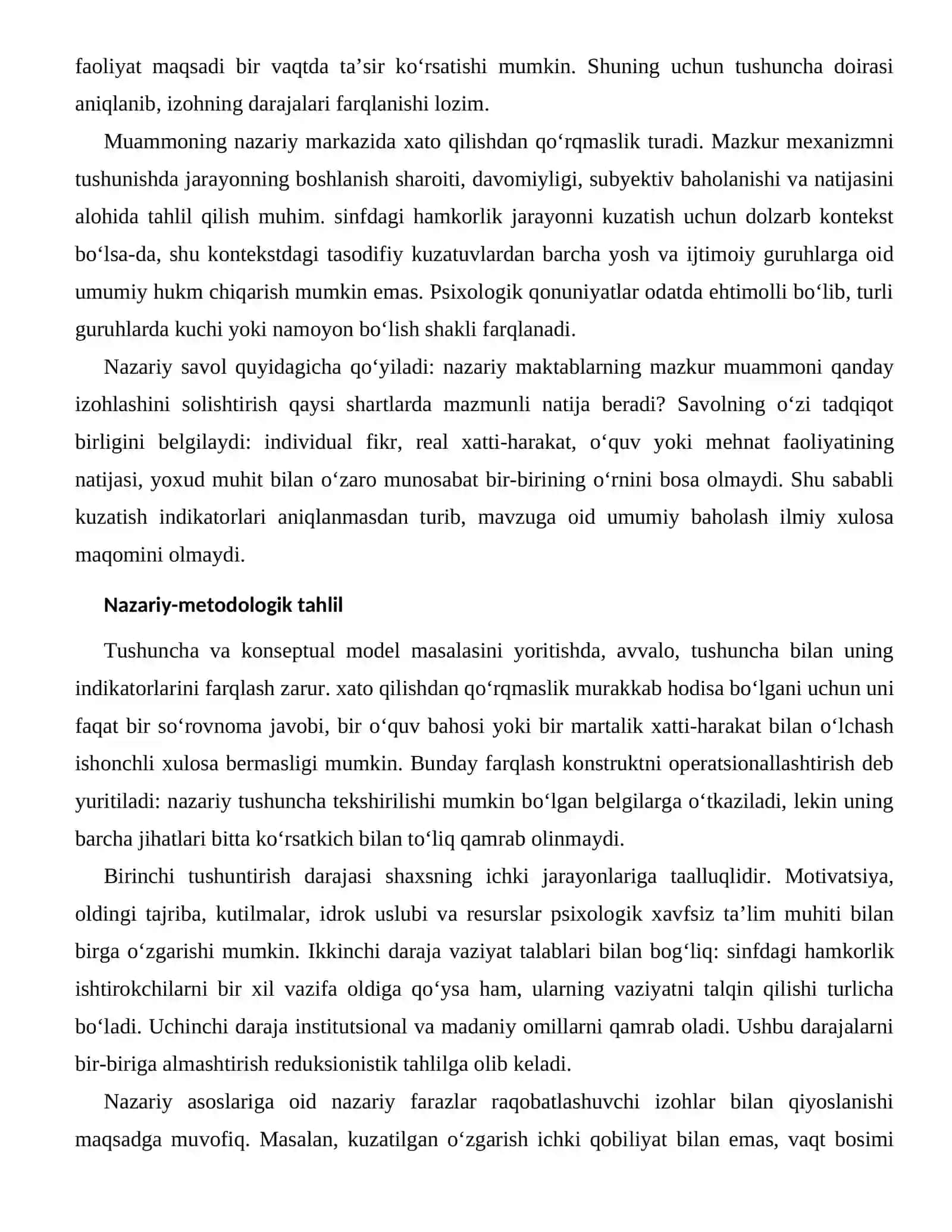 PSIXOLOGIK XAVFSIZ TA’LIM MUHITI — NAZARIY ASOSLARI 2