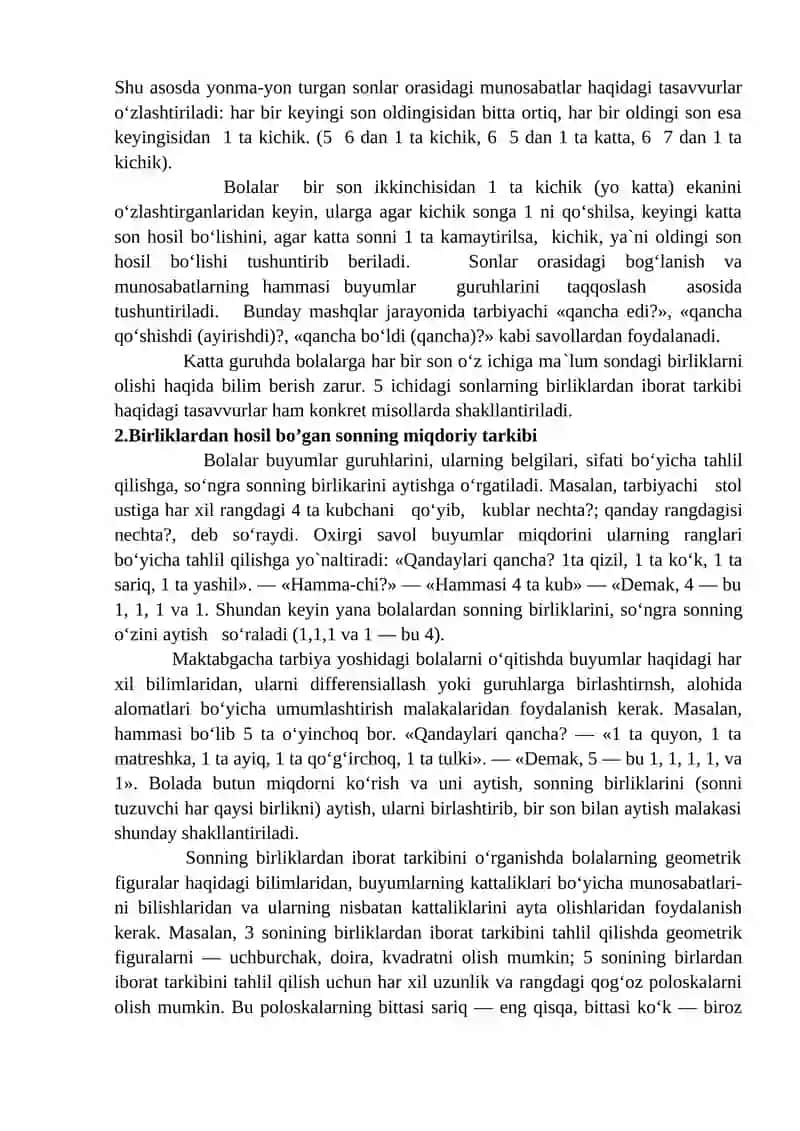 Katta guruh yoshidagi bolalarning son-sanoq haqidagi matematik tasavvurlarni shakllantirish 2
