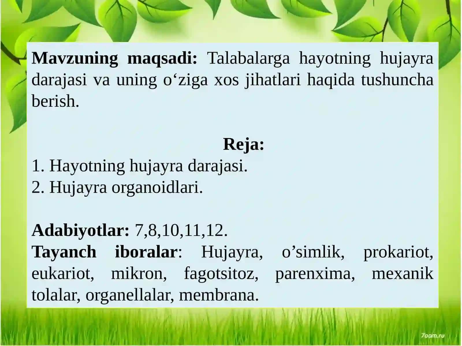 HAYOTNING HUJAYRA DARAJASI VA UNING O‘ZIGA XOS JIHATLARI 2