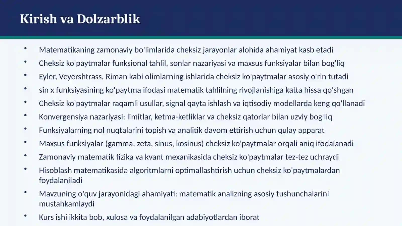 Cheksiz Ko'paytmalar 2