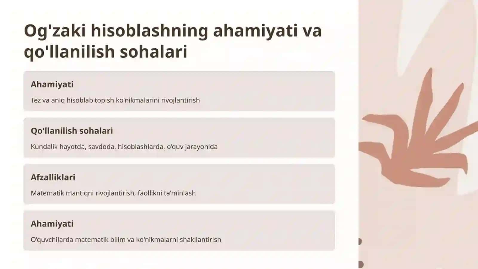 Boshlang'ich sinflarda matematikadan og'zaki hisoblashga o'rgatish metodikasi (3-4-sinflar misolida) 2