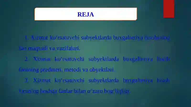 Xizmat ko‘rsatuvchi subyektlarda buxgalteriya hisobi 2