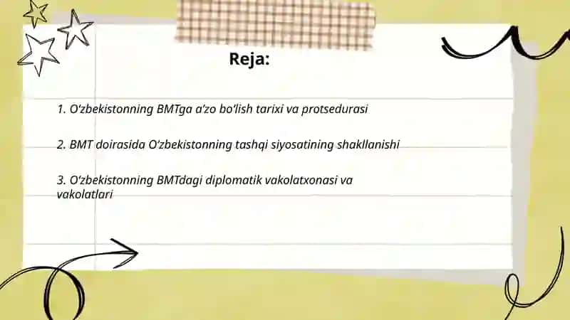 O‘zbekiston Respublikasining BMTga a’zo bo‘lishi va jahon hamjamiyatida tutgan o‘rni 2