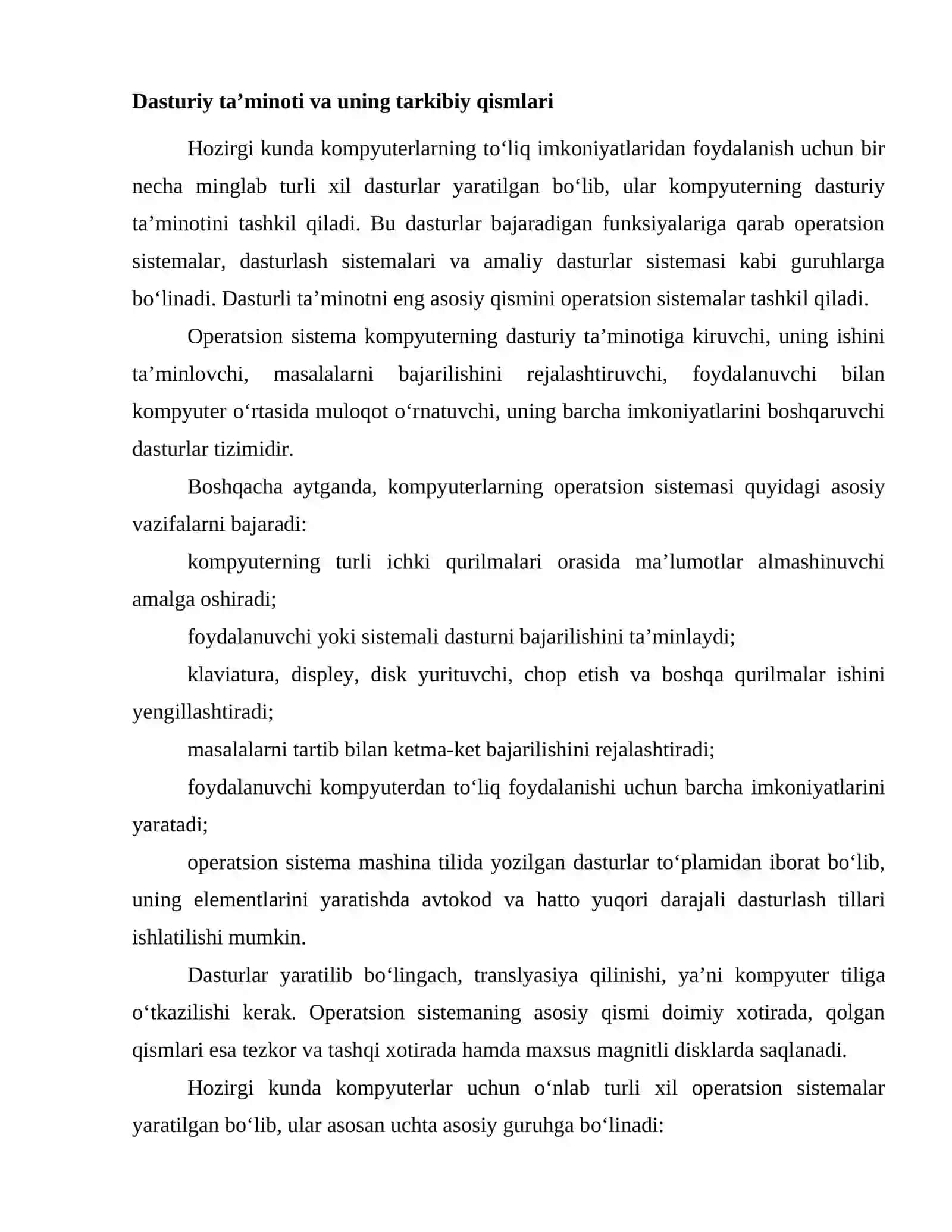 Dasturiy taʼminoti va uning tarkibiy qismlari 2