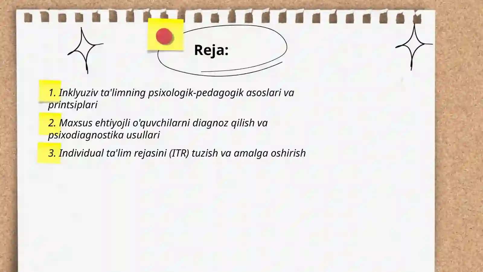 Inklyuziv ta'limning psixologik - pedagogik va tashkiliy shartlari 2