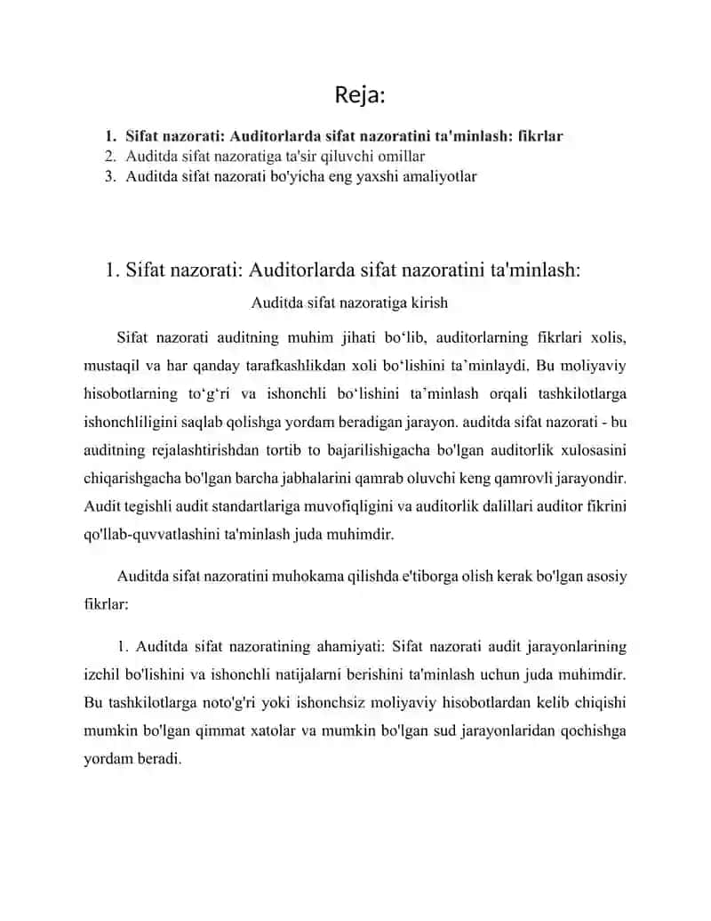 Auditor ishining sifatini nazorat qilish 2