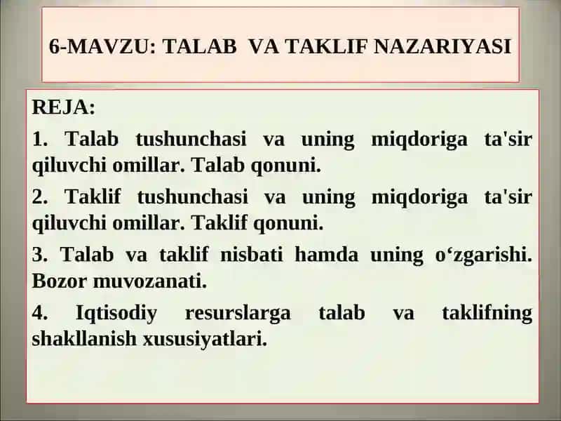 IQTISODIYOT NAZARIYASI 2