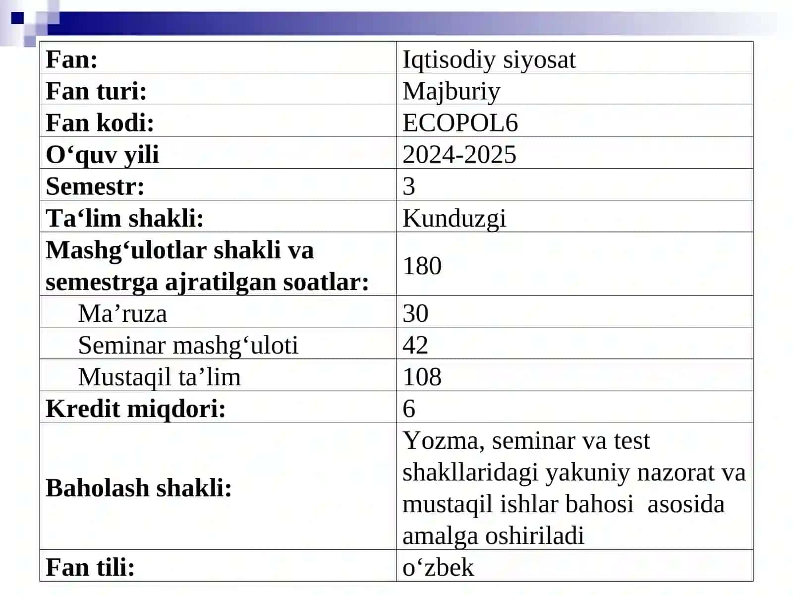 Iqtisodiy siyosat 2
