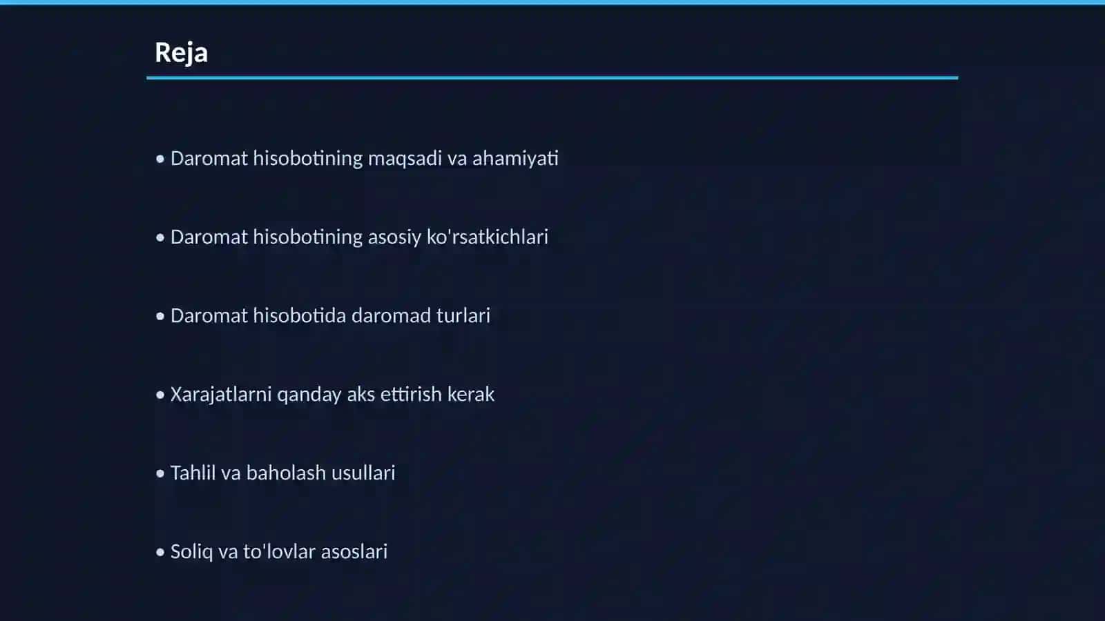 Daromat hisobotining asosiy moddalari 2
