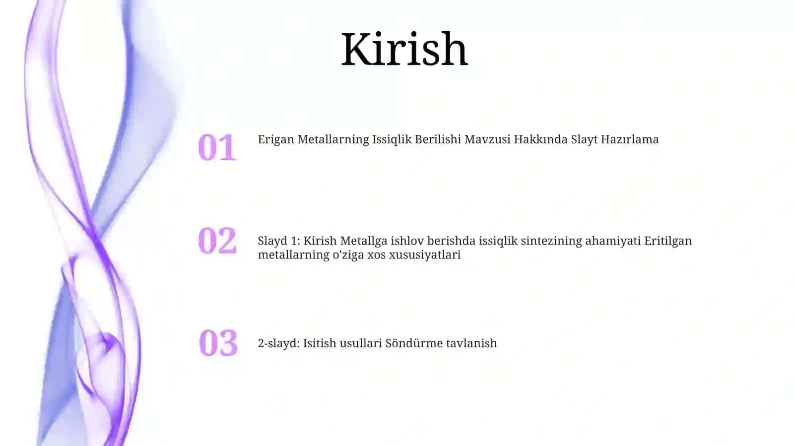 Erigan Metallarning Issiqlik Berilishi Mavzusiga Silayt Tuzish 2