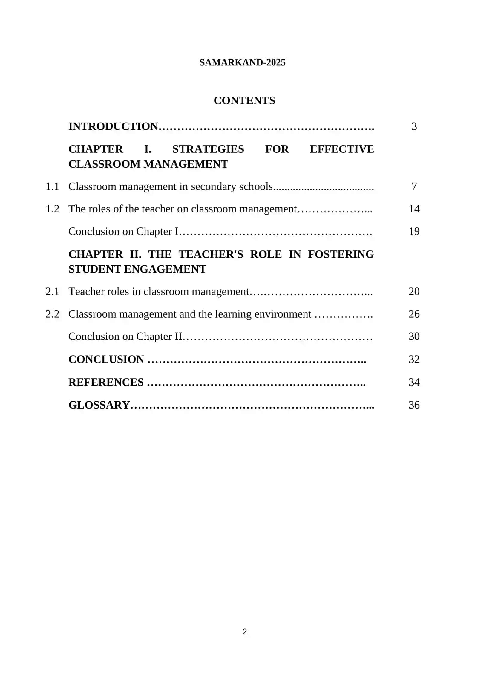 CLASSROOM MANAGEMENT AND TEACHER'S ROLE AT SECONDARY EDUCATION 2