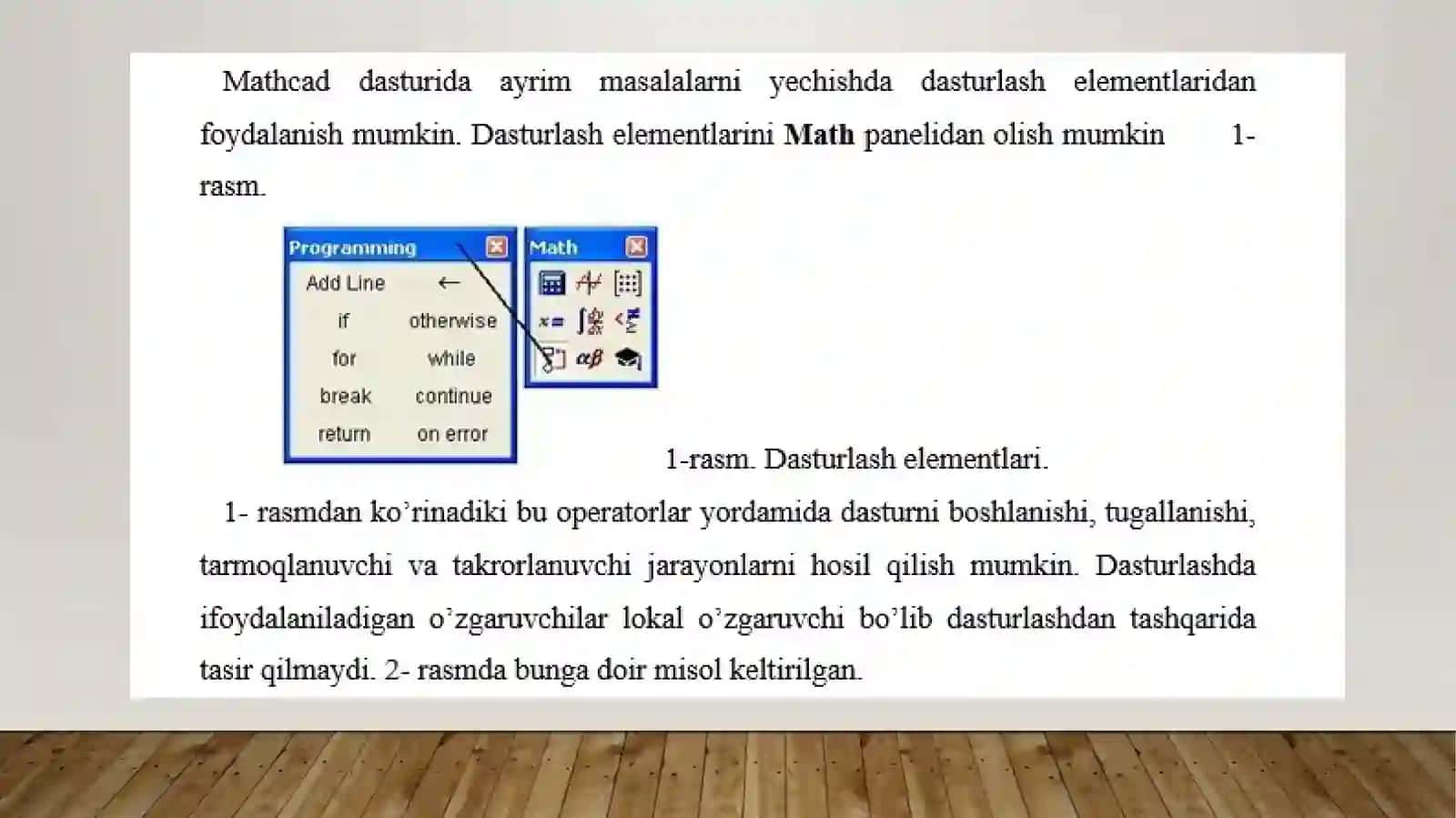 Mathcad dasturlash elementlari 2