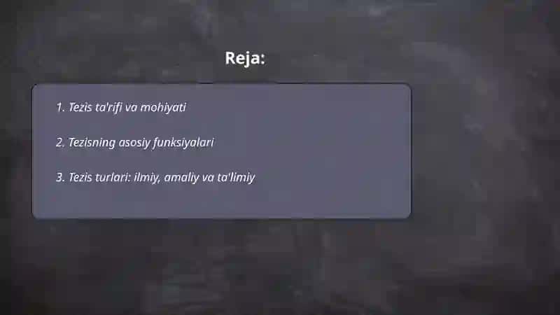 Tezis va uning turlari. Tezislar yozish uslubi 2