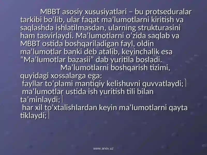 SQL tili yordamida MB yaratish 2