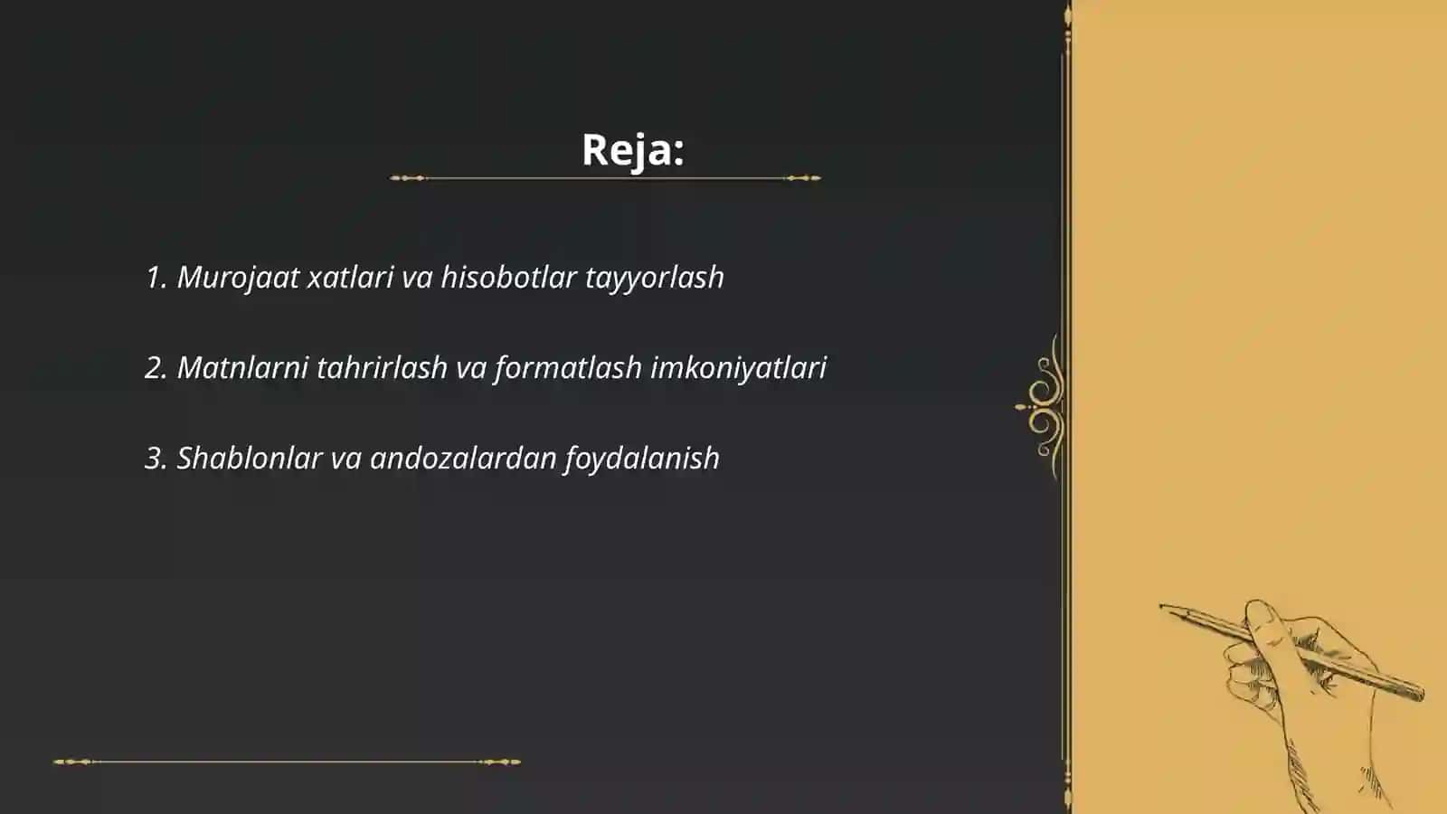 Murojaat xatlari va hisobotlar tayyorlash 2