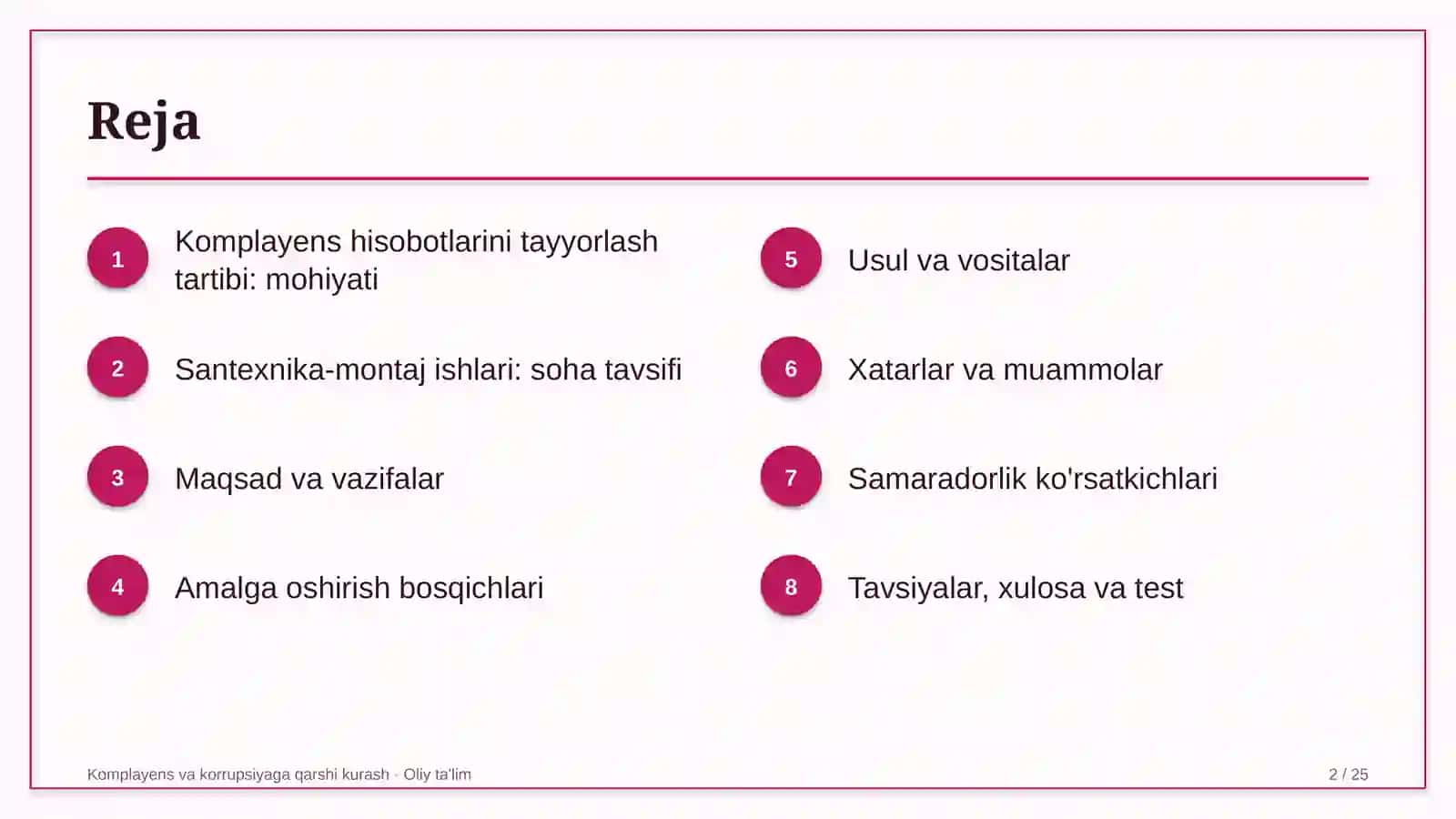 santexnika montaj ishlarida komplayens hisobotlarini tayyorlash tartibi 2105 2