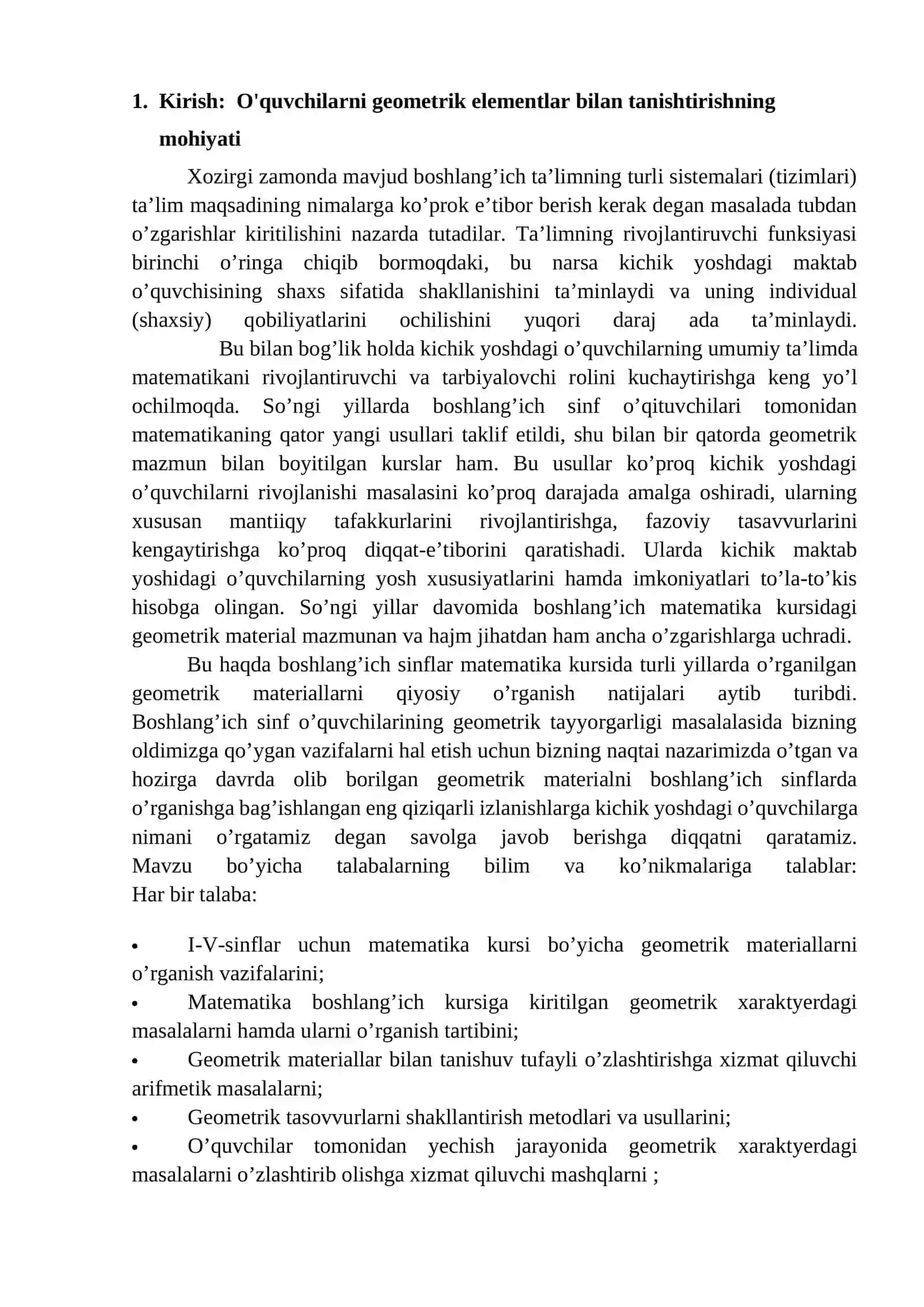 O’quvchilarni asosiy geometrik tushunchalar bilan tanishtirish 2