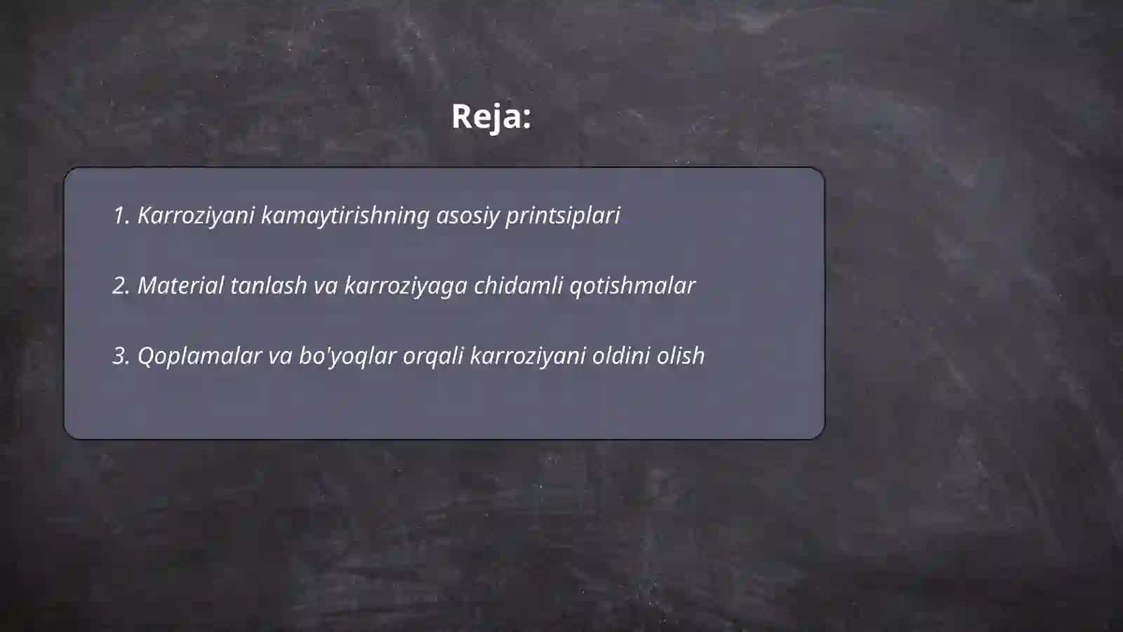 Karroziyani kamaytirish 2