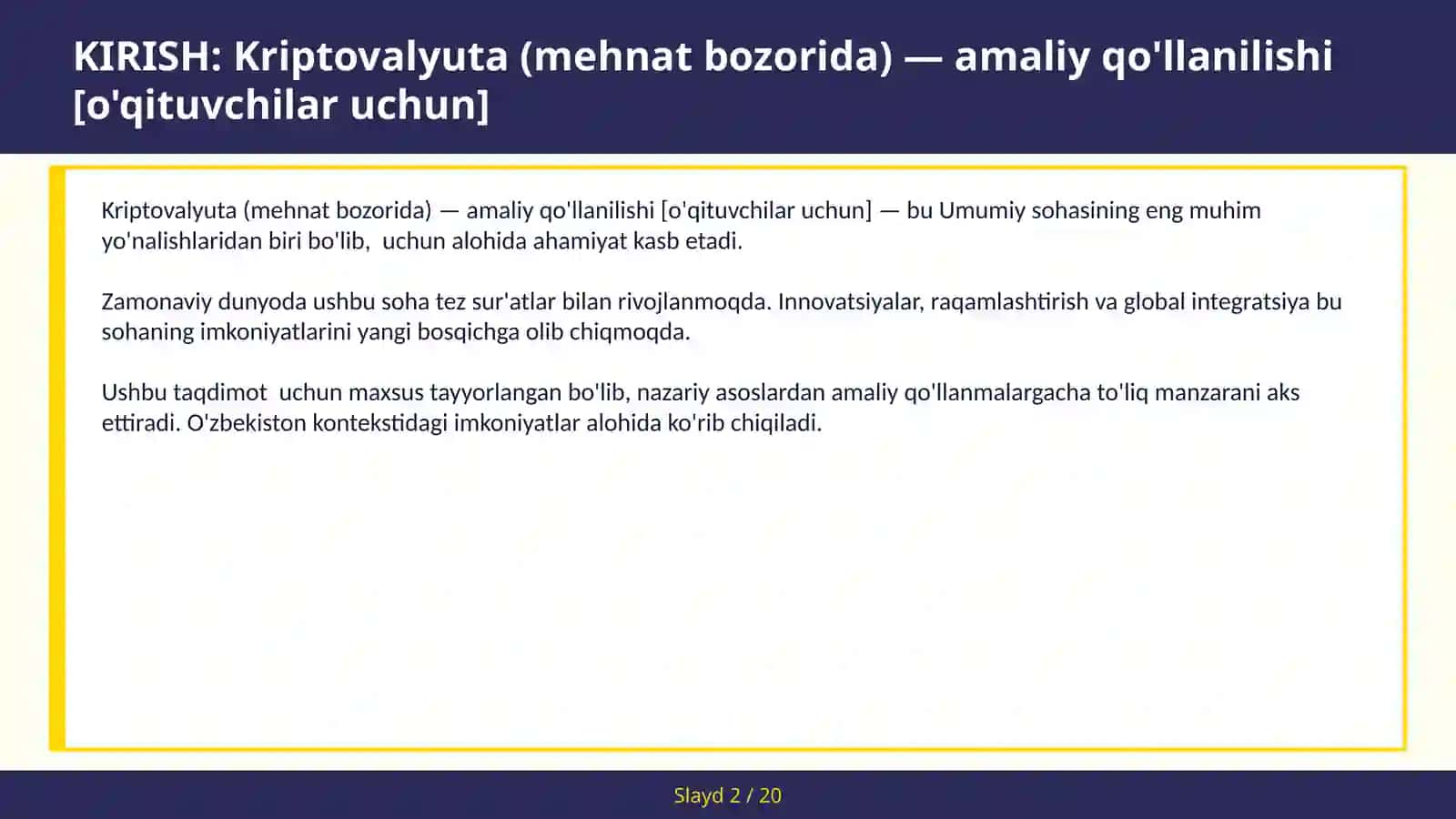 Kriptovalyuta (mehnat bozorida) — amaliy qo'llanilishi [o'qituvchilar uchun] 2