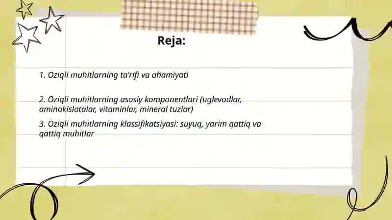 Oziqli muhitlar,tasnifi,qoʻyilgan talablar 2